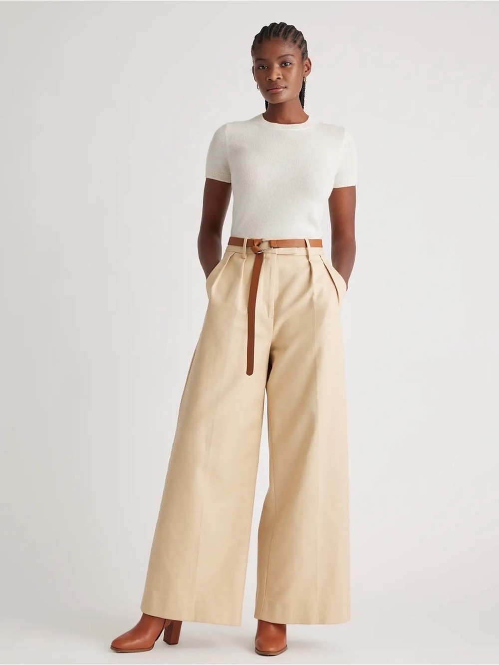 Quince 100% Mongolian Cashmere Ivory Top – Size Small NWT